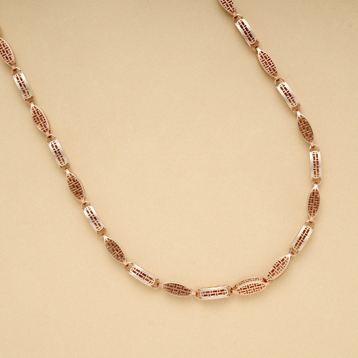 Dual Tone Textured Oval Link Silver Men’s Chain