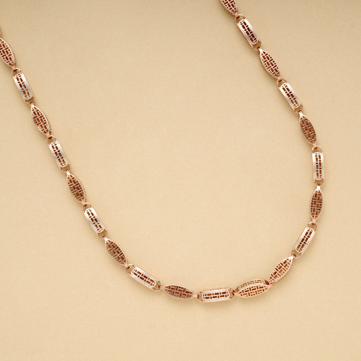 Dual Tone Textured Oval Link Silver Men’s Chain