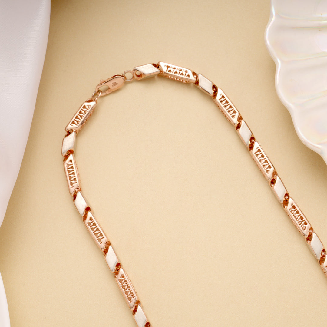 Bold Two Tone Bar Link Silver Men’s Chain