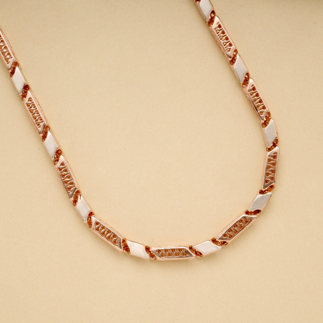 Bold Two Tone Bar Link Silver Men’s Chain