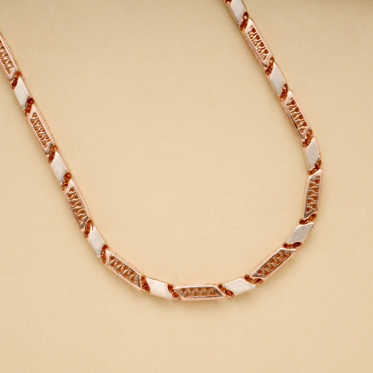 Bold Two Tone Bar Link Silver Men’s Chain