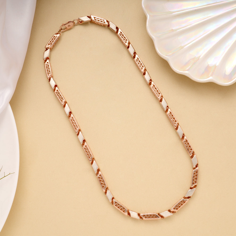 Bold Two Tone Bar Link Silver Men’s Chain