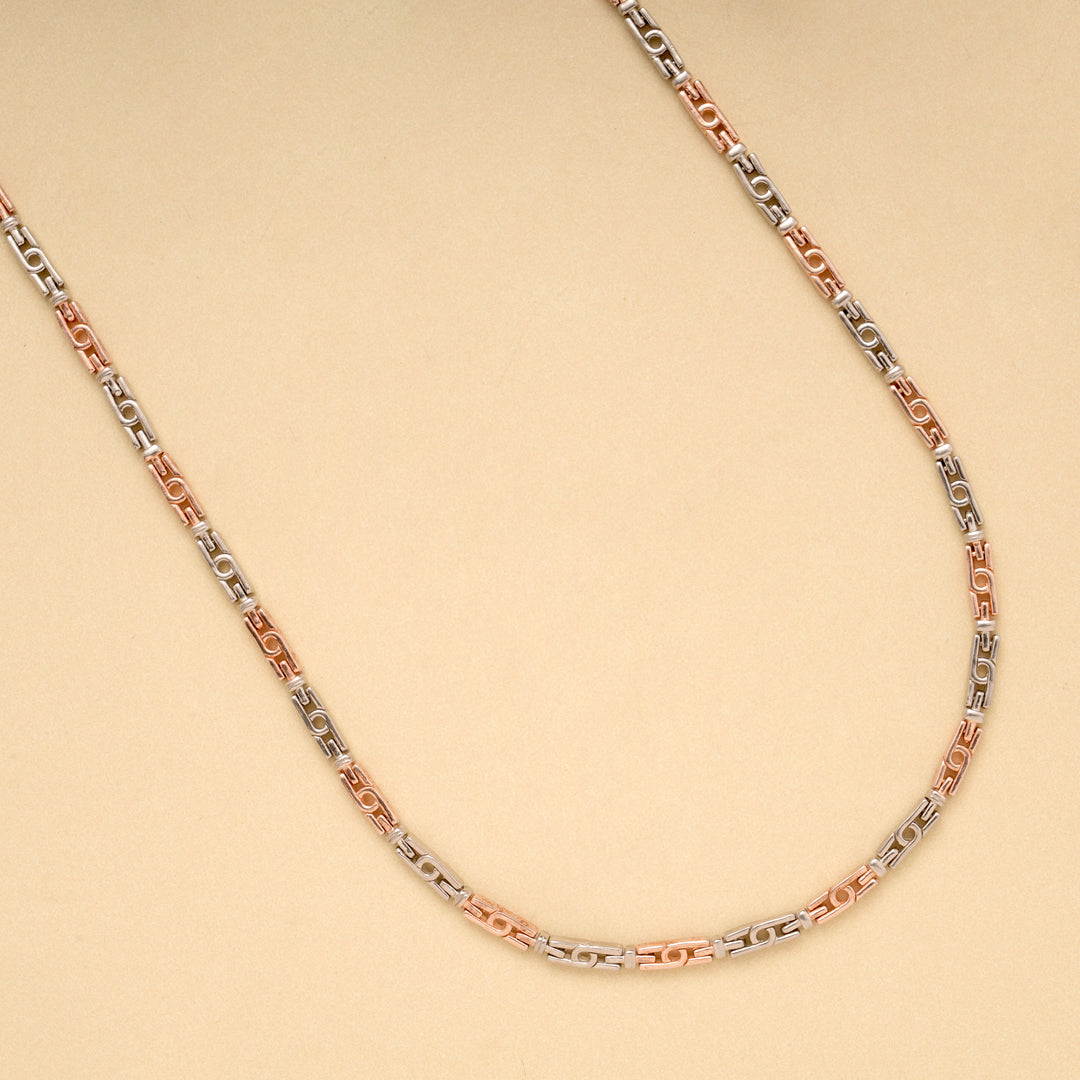 Minimal Dual Tone Hook Link Silver Men’s Chain