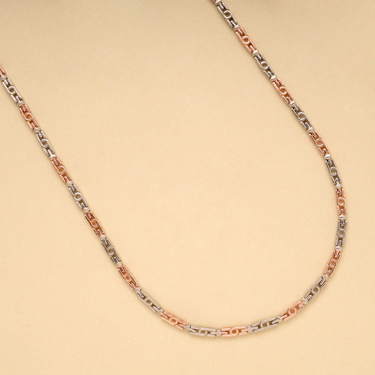Minimal Dual Tone Hook Link Silver Men’s Chain