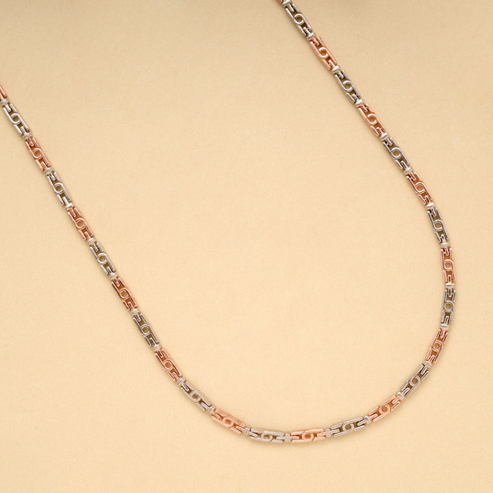 Minimal Dual Tone Hook Link Silver Men’s Chain