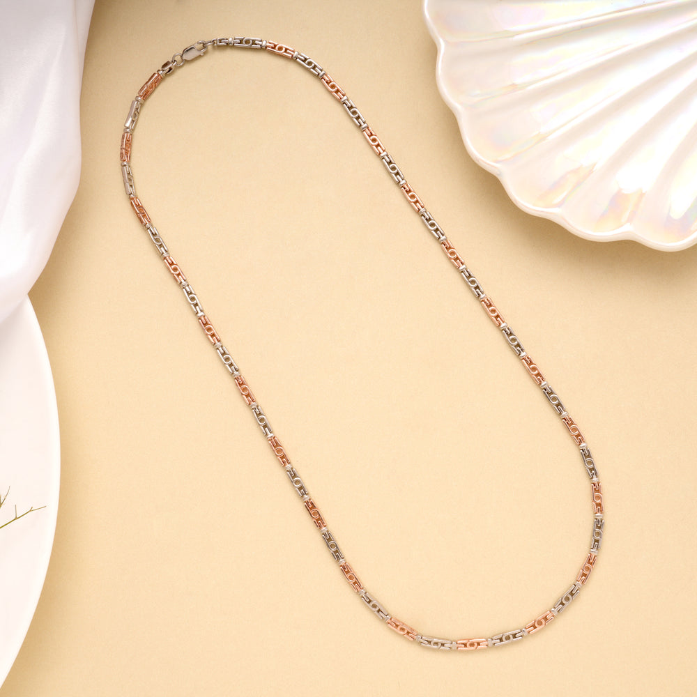 Minimal Dual Tone Hook Link Silver Men’s Chain