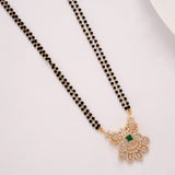 Elegant Emerald Stone Mangal Sutra Silver Chain