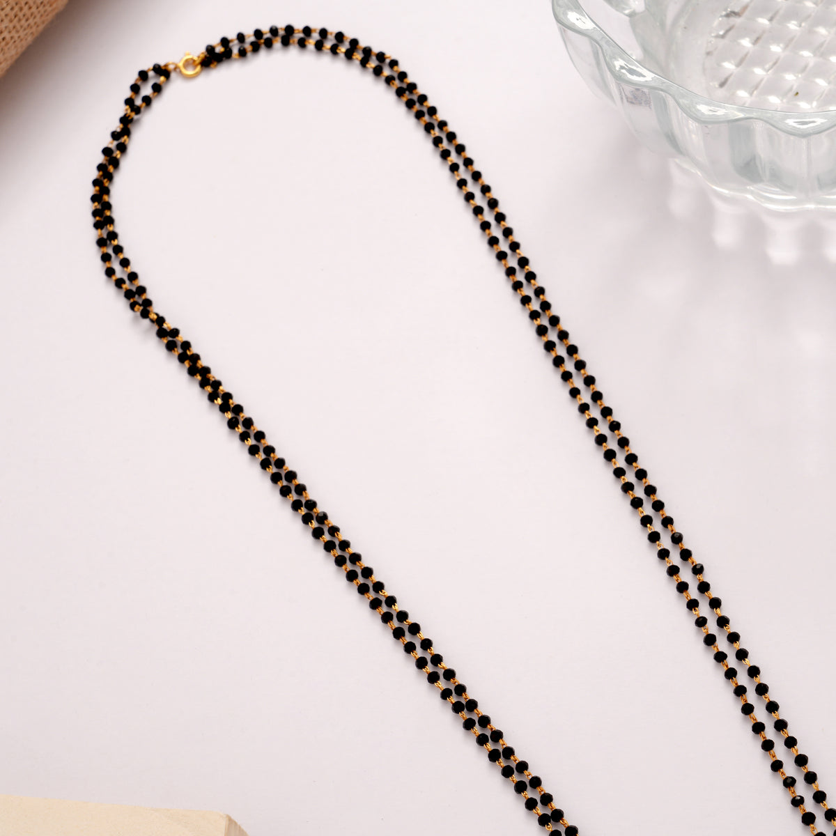 Elegant Emerald Stone Mangal Sutra Silver Chain