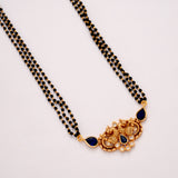 Antique Peacock Blue Stone Mangal Sutra Golden Chain