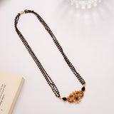 Antique Peacock Blue Stone Mangal Sutra Golden Chain