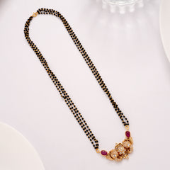 Dual Peacock Ruby Stone Mangal Sutra Golden Chain