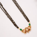 Floral Emerald Stone Mangal Sutra Golden Chain