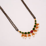 Emerald Stone with Pearl Drops Golden Mangal Sutra Chain