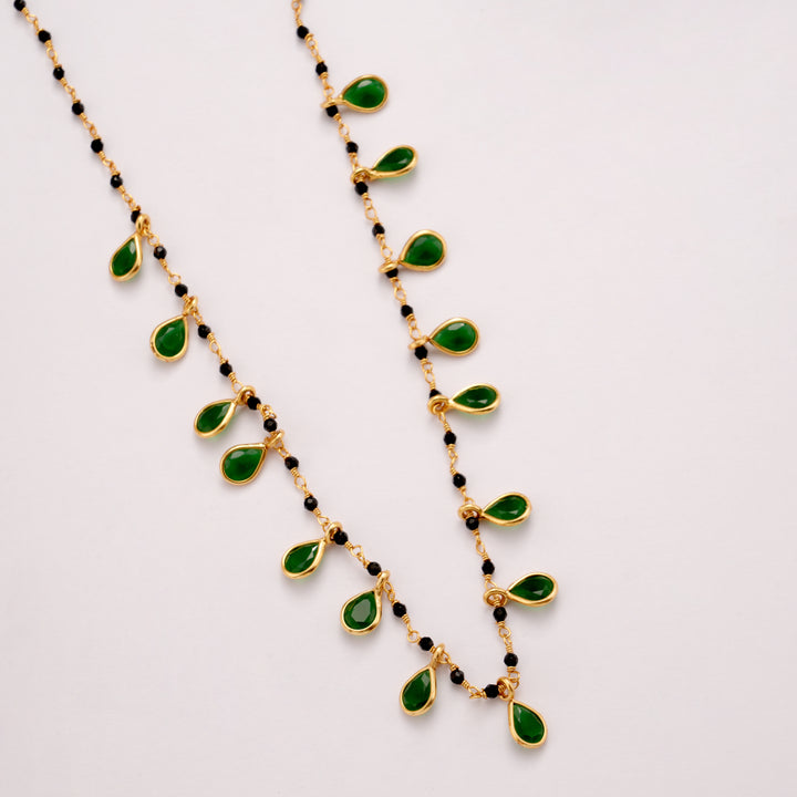 Charming Teardrop Emerald Mangal Sutra Golden Chain