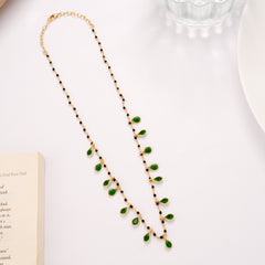 Charming Teardrop Emerald Mangal Sutra Golden Chain