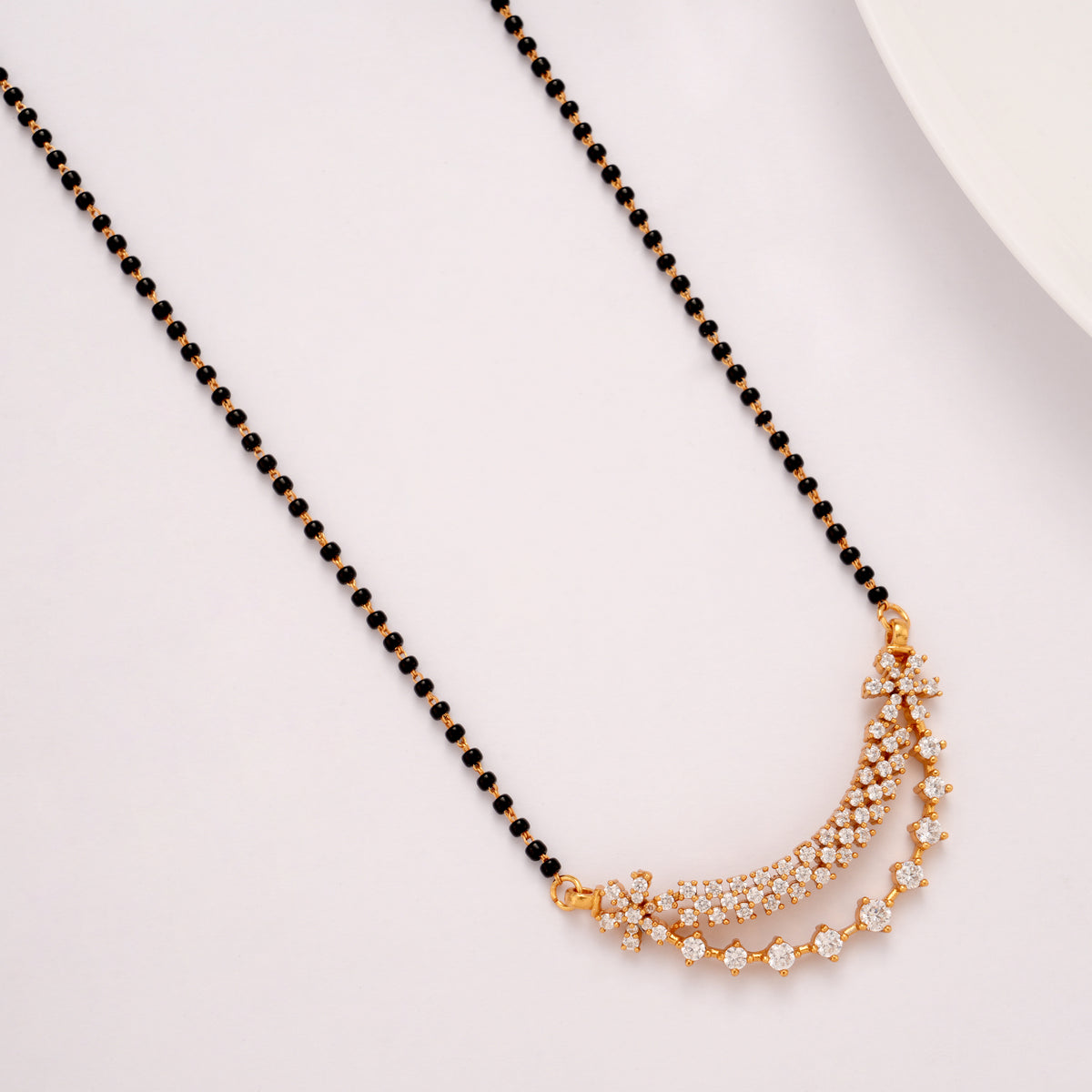 Sparkling Double Layer Stone Golden Mangal Sutra Chain