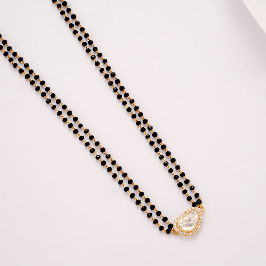 Double Layer Stone Golden Mangal Sutra Chain