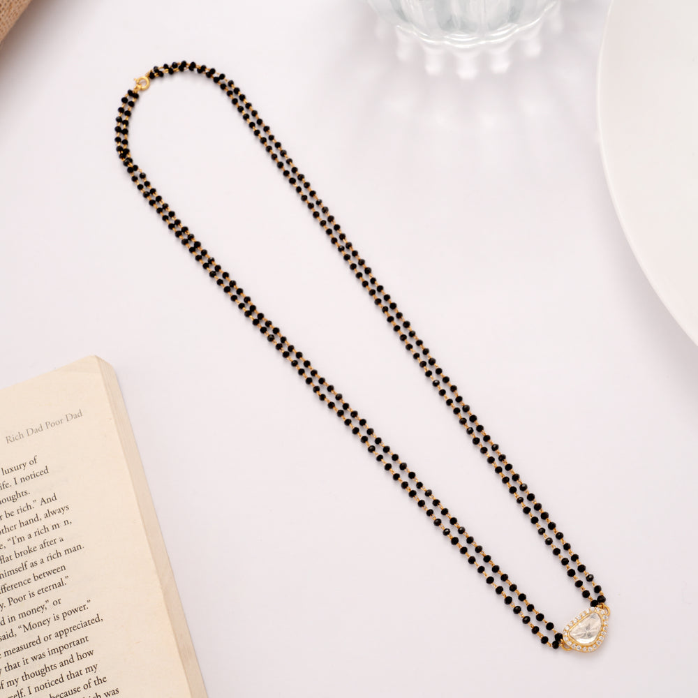 Double Layer Stone Golden Mangal Sutra Chain