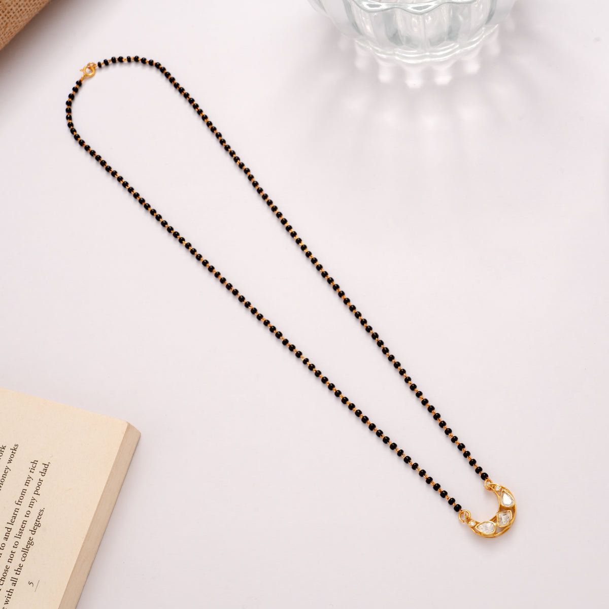 Crescent Moon Golden Mangal Sutra Chain
