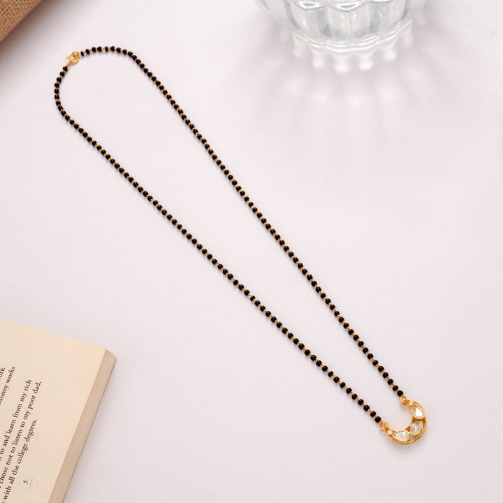 Crescent Moon Golden Mangal Sutra Chain