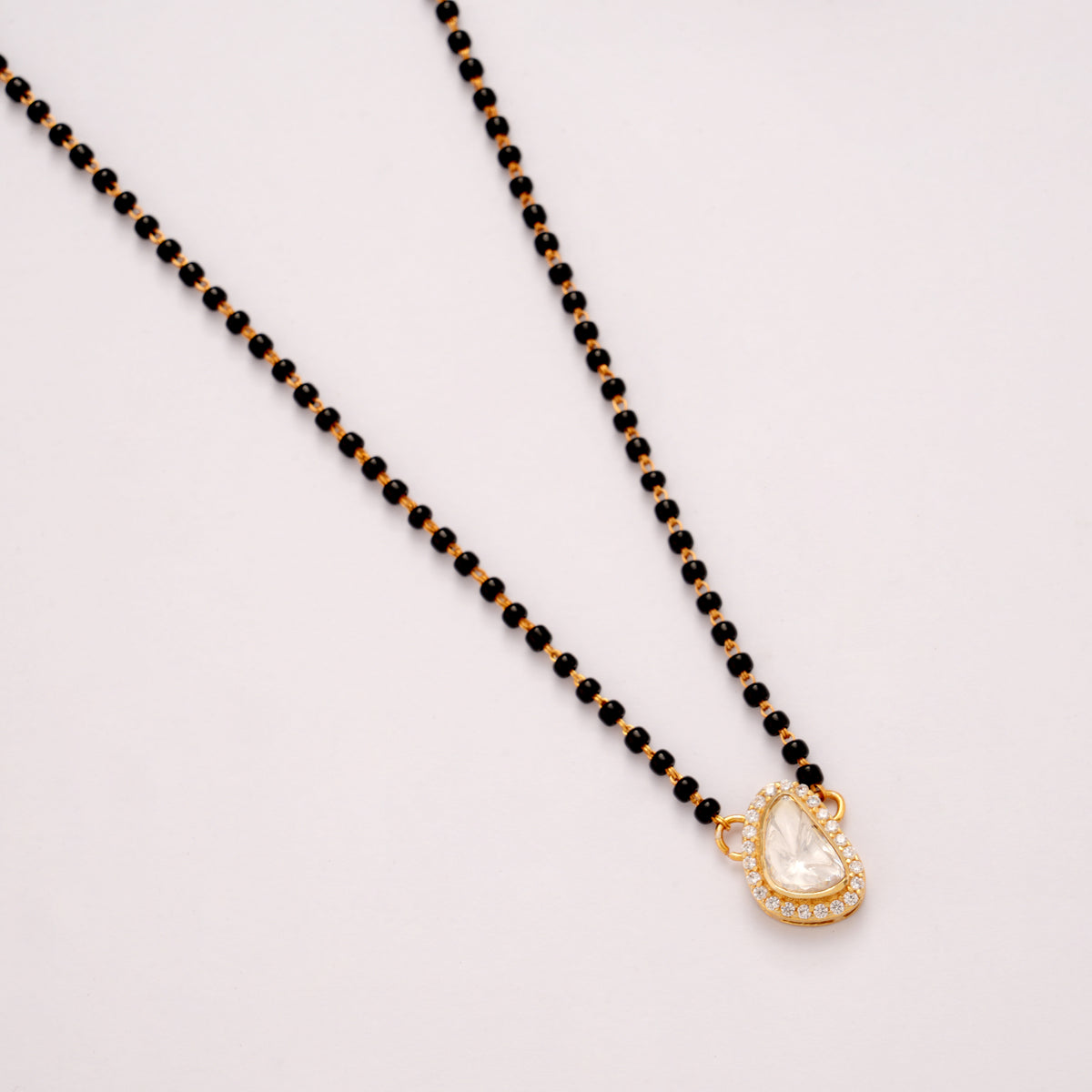 Regal Shaped Design Stone Golden Mangal Sutra Chain