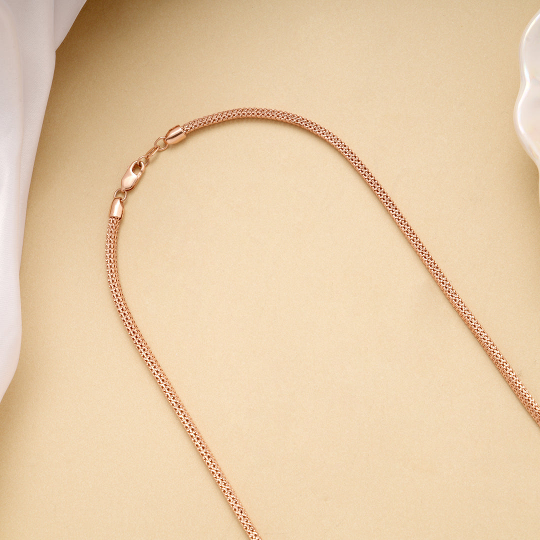 Classic Rose Gold Popcorn Link Silver Chain