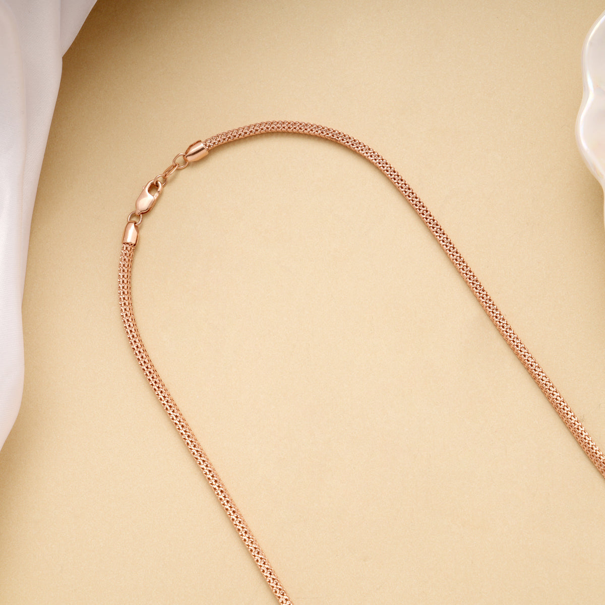 Classic Rose Gold Popcorn Link Silver Chain
