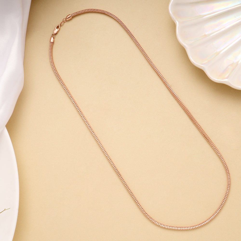 Classic Rose Gold Popcorn Link Silver Chain