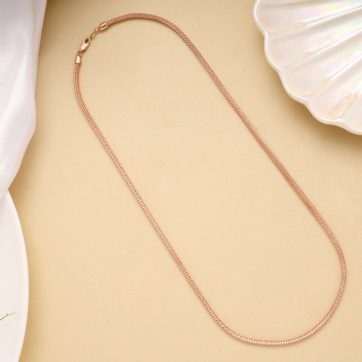 Classic Rose Gold Popcorn Link Silver Chain