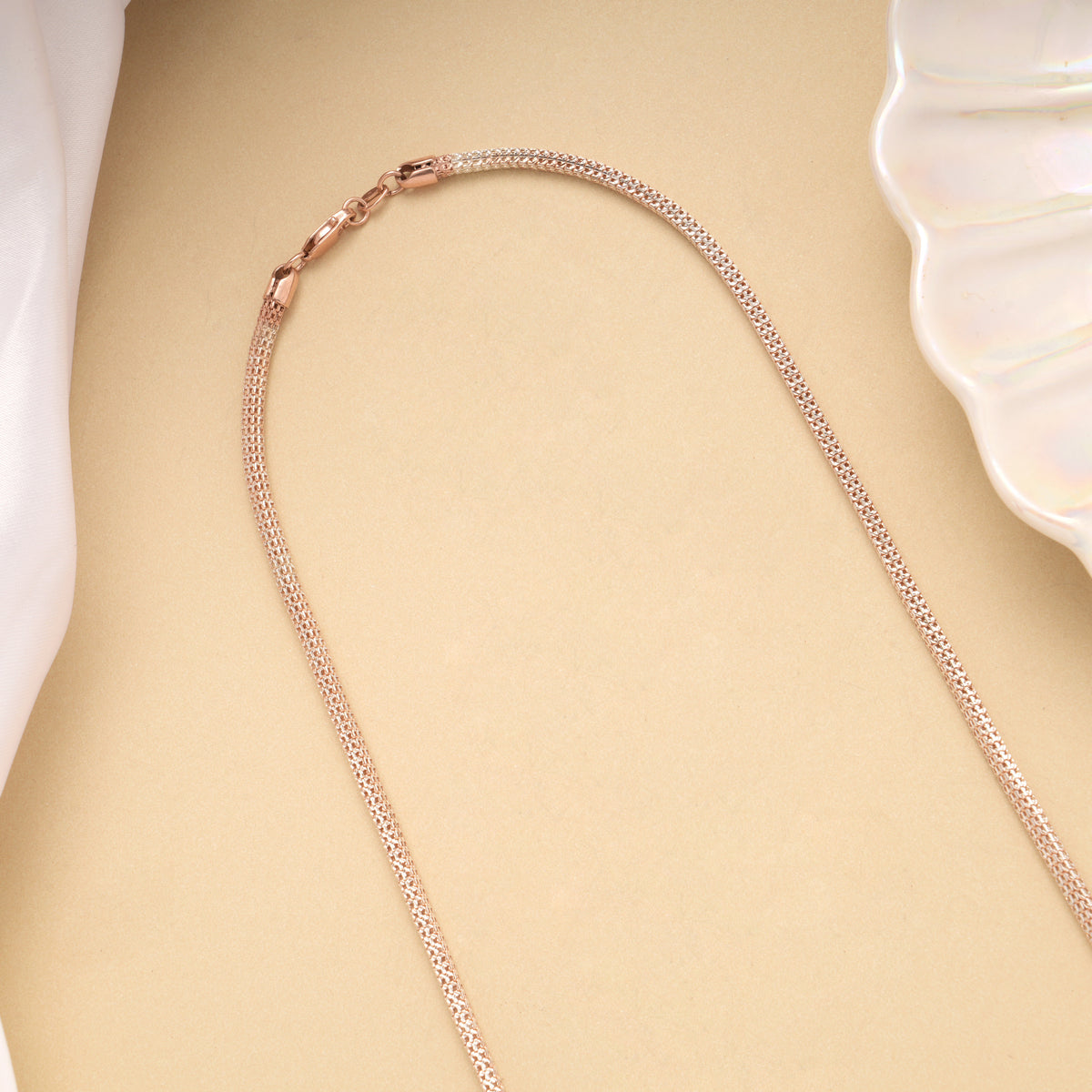 Fancy Rose Gold Textured Popcorn Silver Chain