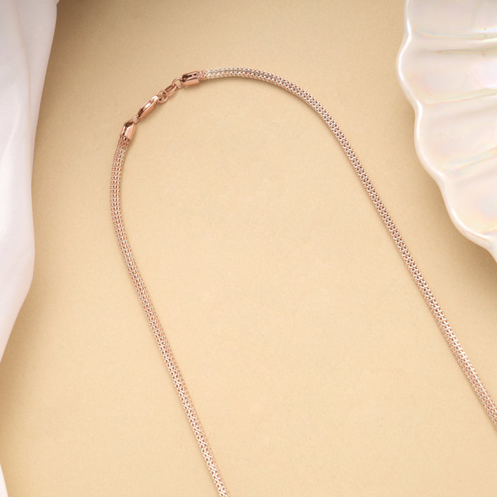 Fancy Rose Gold Textured Popcorn Silver Chain