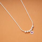Elegant Hexagon Shape Beaded Silver Chain