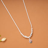 Minimal Floral Color Stone Silver Chain