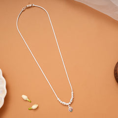 Minimal Floral Color Stone Silver Chain