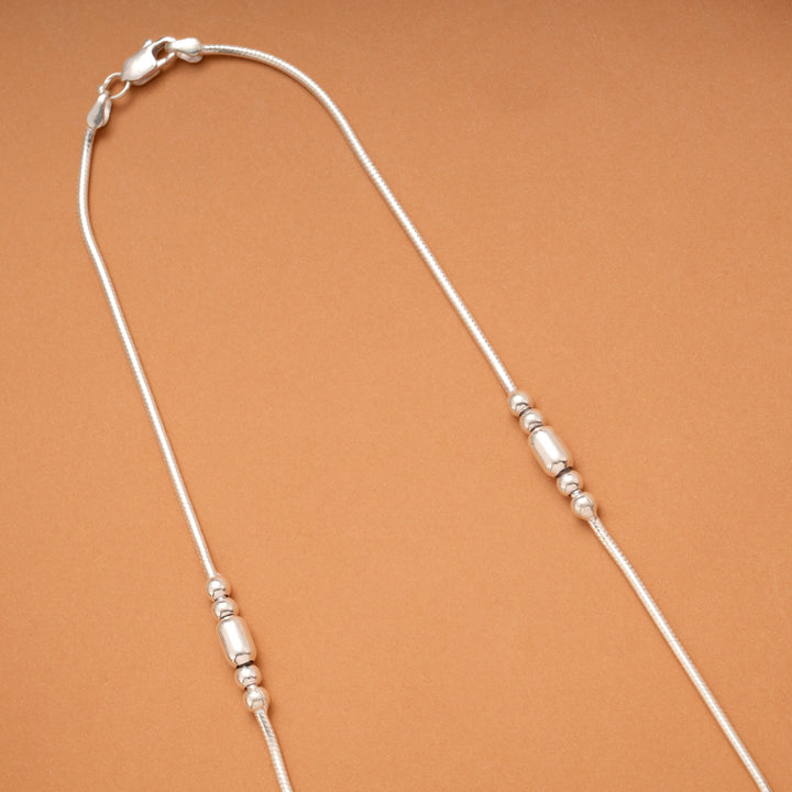 Charm Cylindrical Bead Women’s Silver Chain