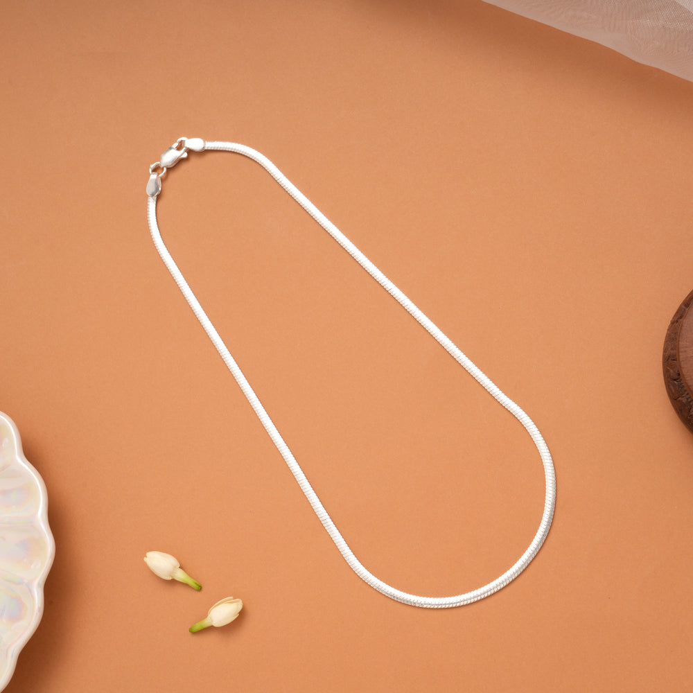 Spiral Cut Silver Snake Chain