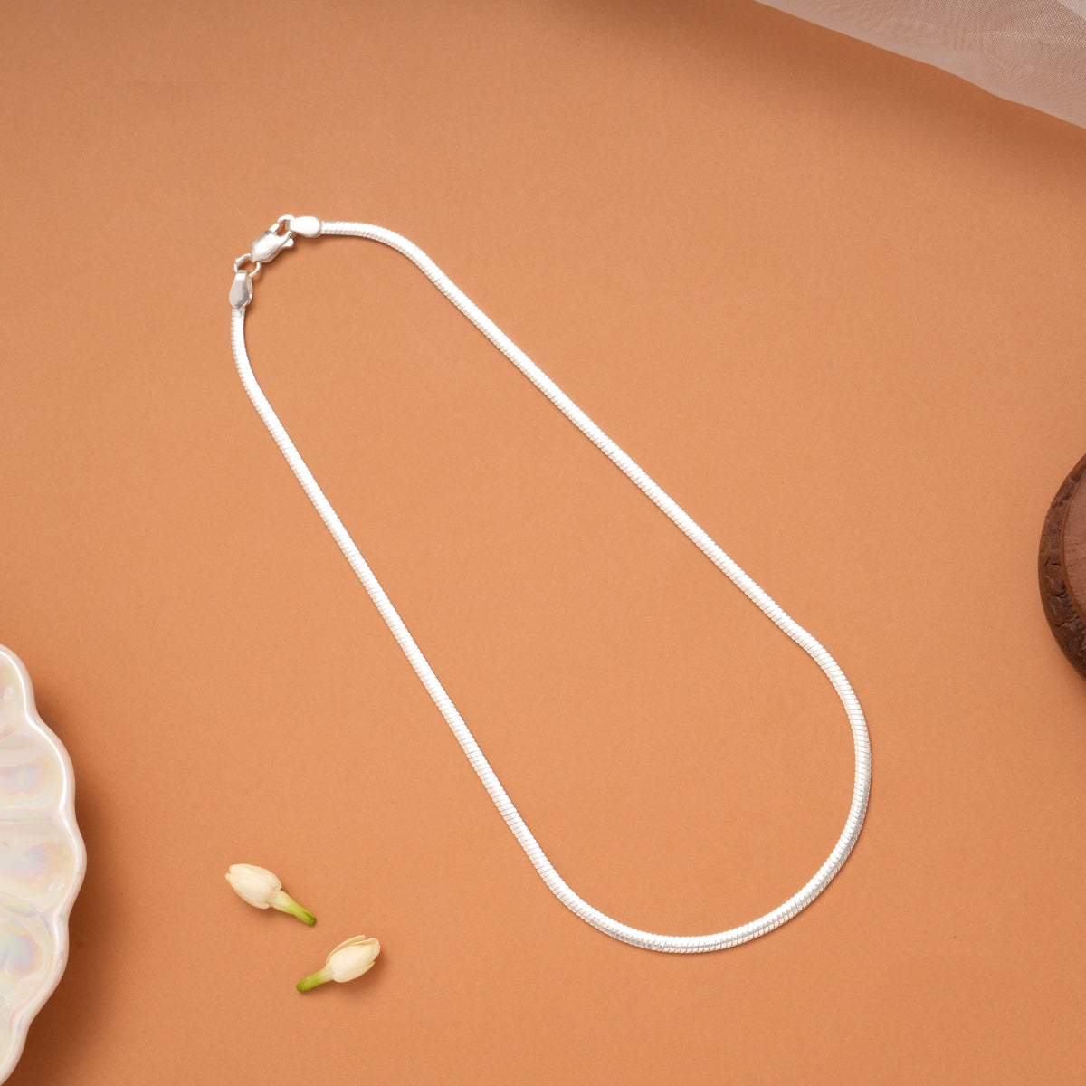 Spiral Cut Silver Snake Chain