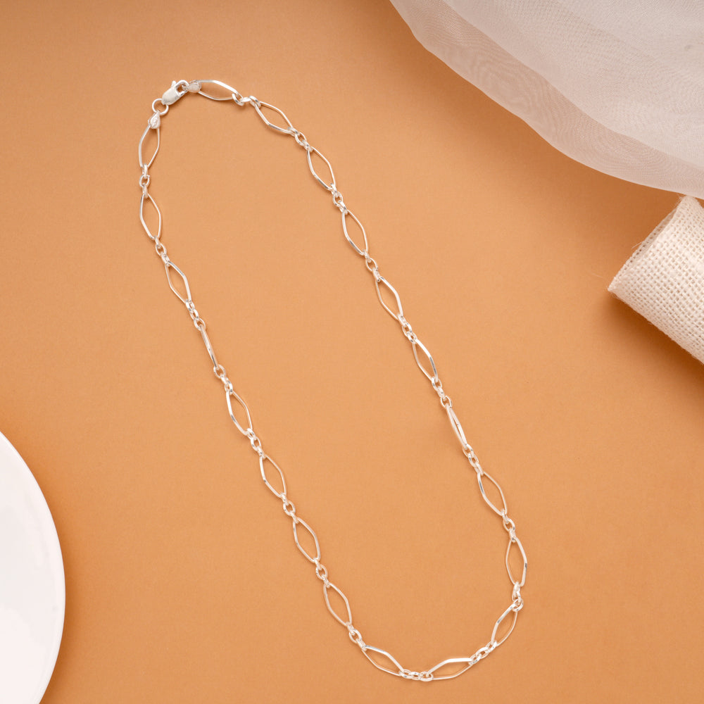 Delicate Link Pattern Silver Men’s Chain