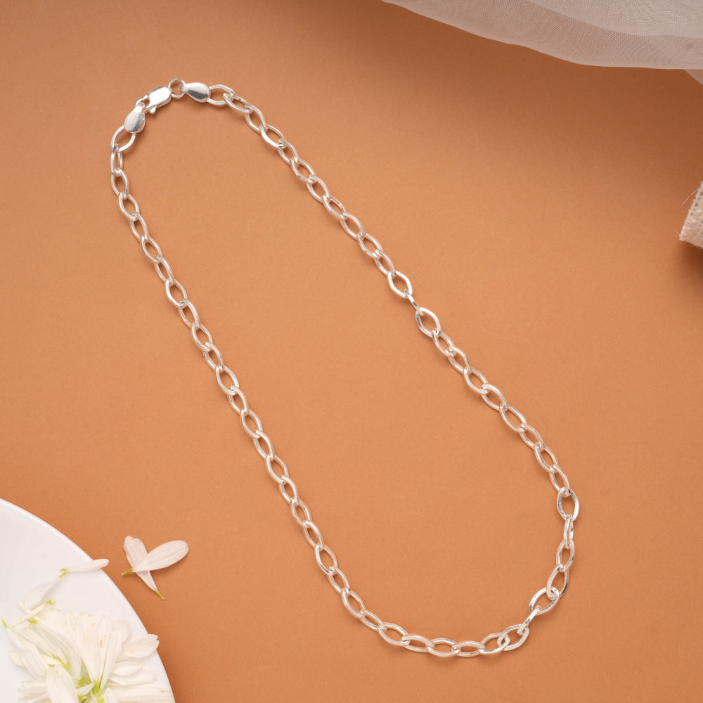 Silver Paper Clip Design Men’s Chain