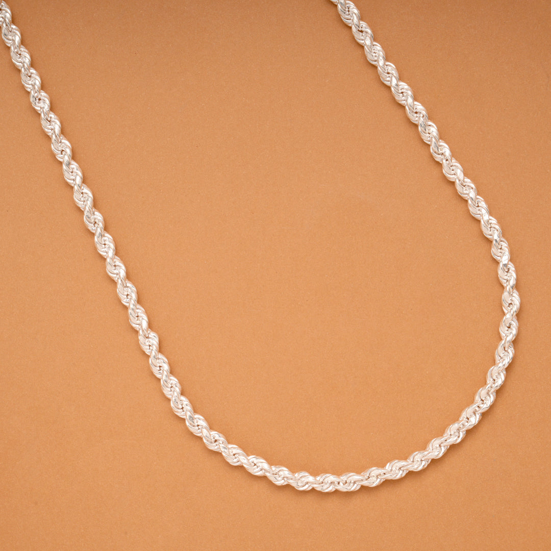 Sleek Silver Twisted Rope Chain