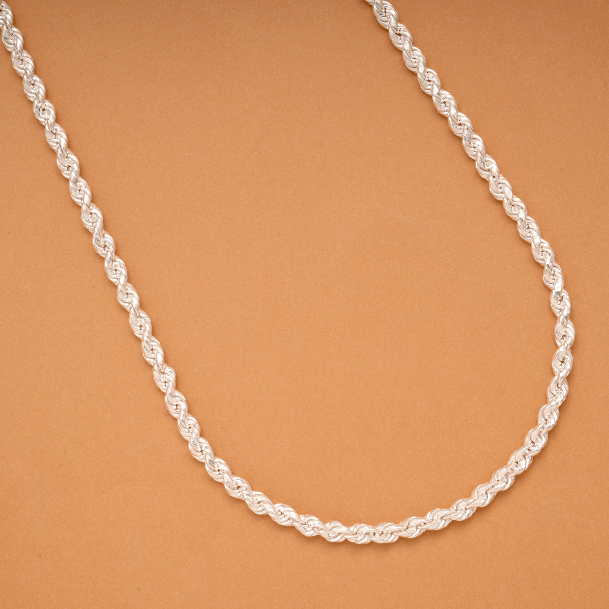Sleek Silver Twisted Rope Chain