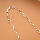 Elegant Oval Link Pattern Silver Chain