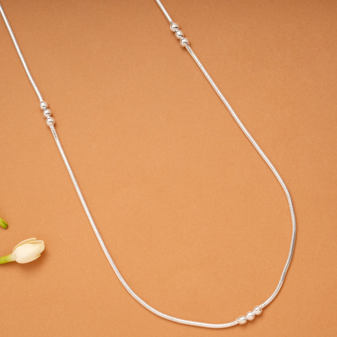 Minimal Triple Silver Beads Women’s Chain