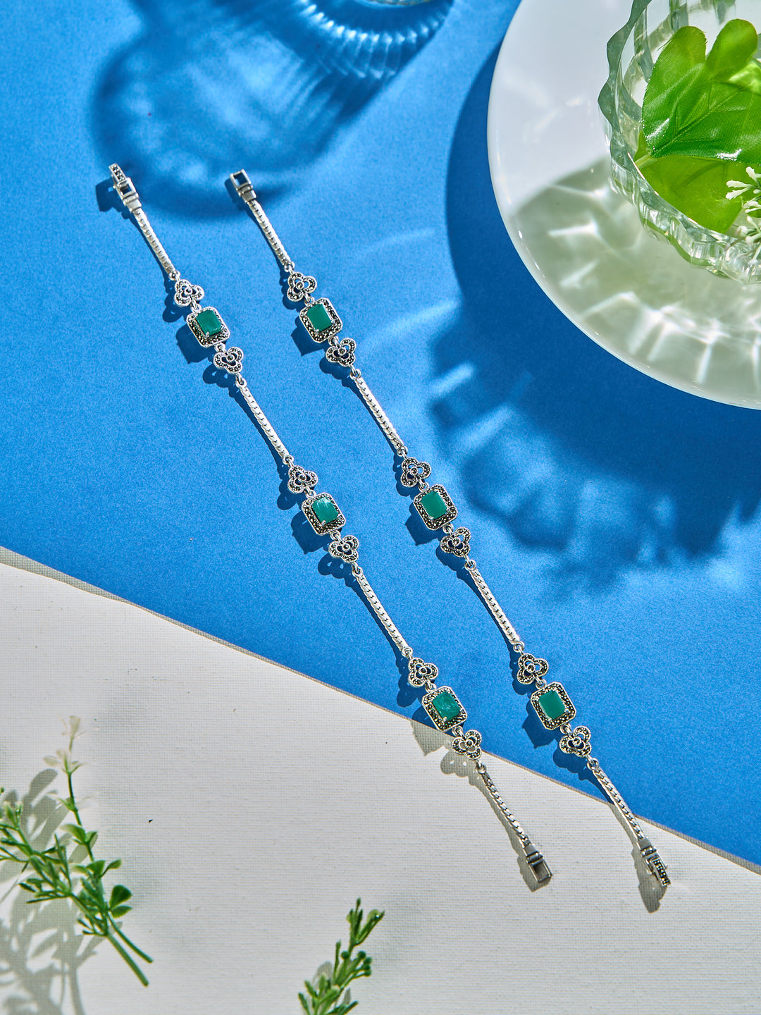 Vintage Emerald Blossom Antique Anklet