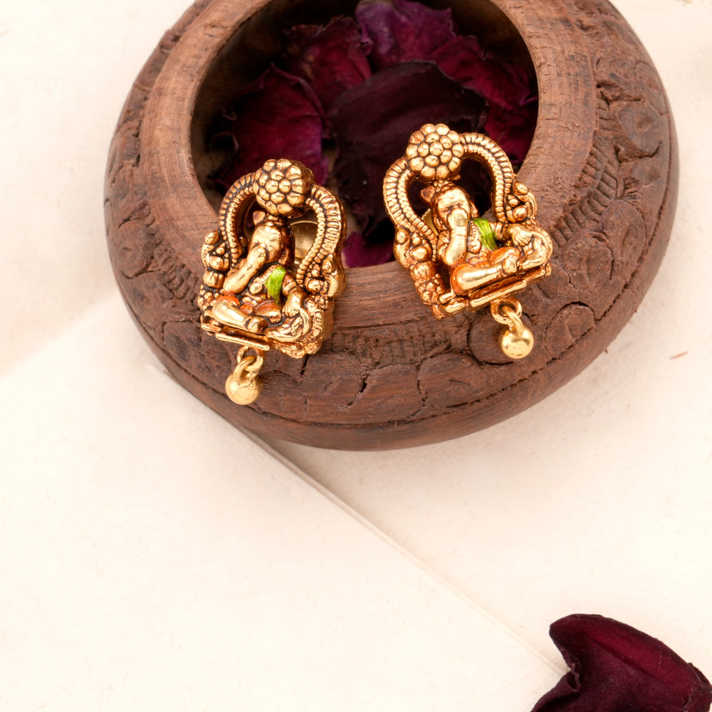 Divine Shri Krishna with Golden Ball Earring