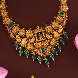 Temple Style Lakshmi Emerald Gold Necklace