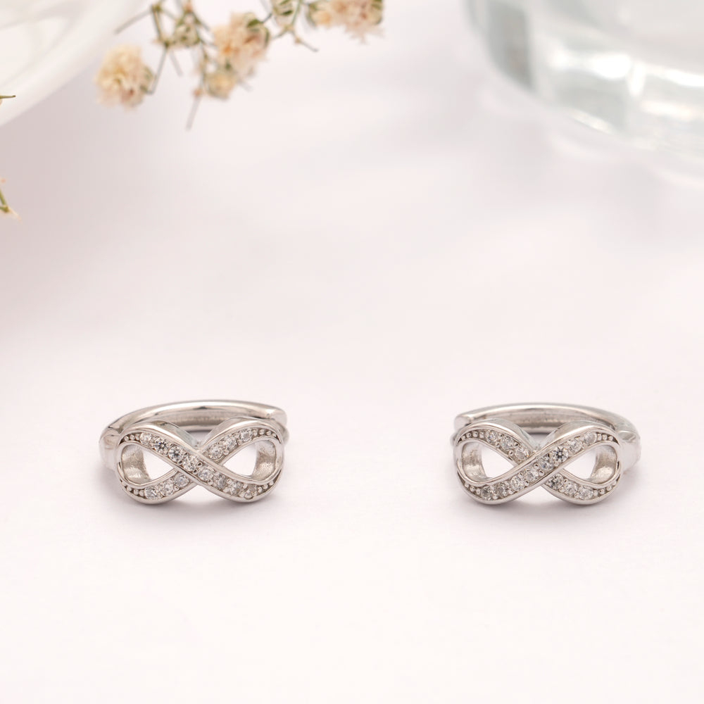 Authentic Infinity Silver Hoop Earring