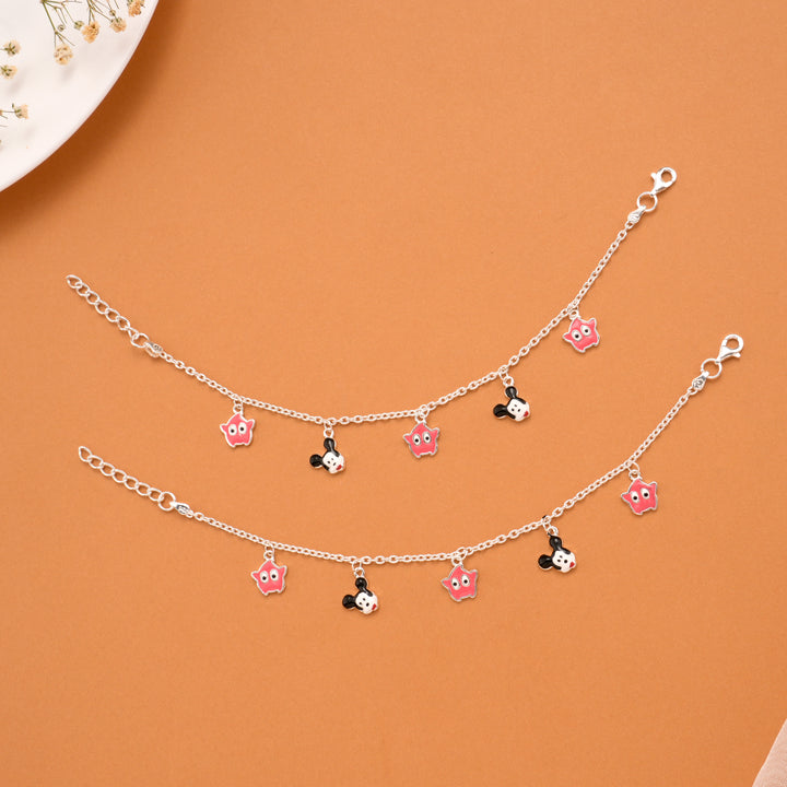 Disney Mickey Mouse Silver Baby Anklets