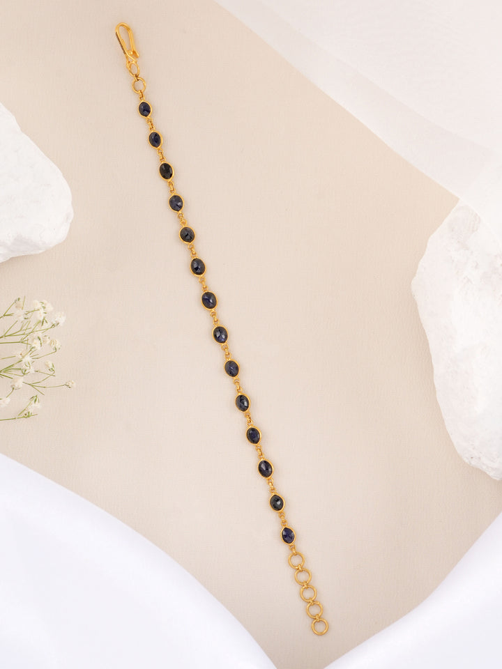 Gold Black Stone Drop Bracelet