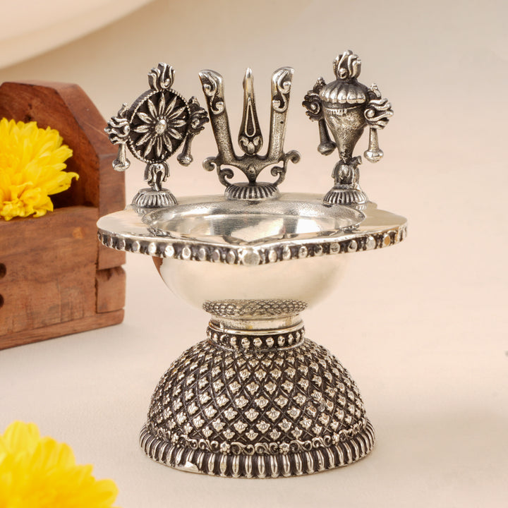 Antique Silver Shanku Chakra Namam Idol